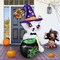 5Ft Halloween Inflatables Cat with Witch Cauldron Decoration(White+Purple)